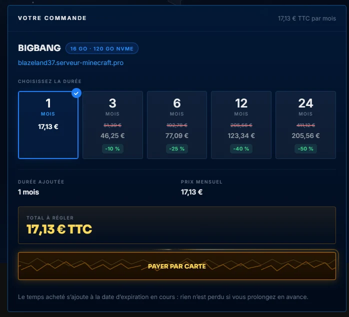 Prolonger son serveur, et les creepers