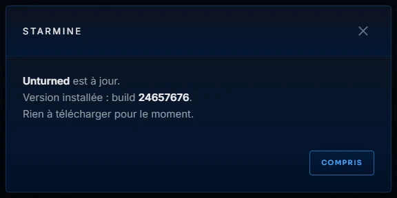 Jeux Steam : la page Réglages, version et console