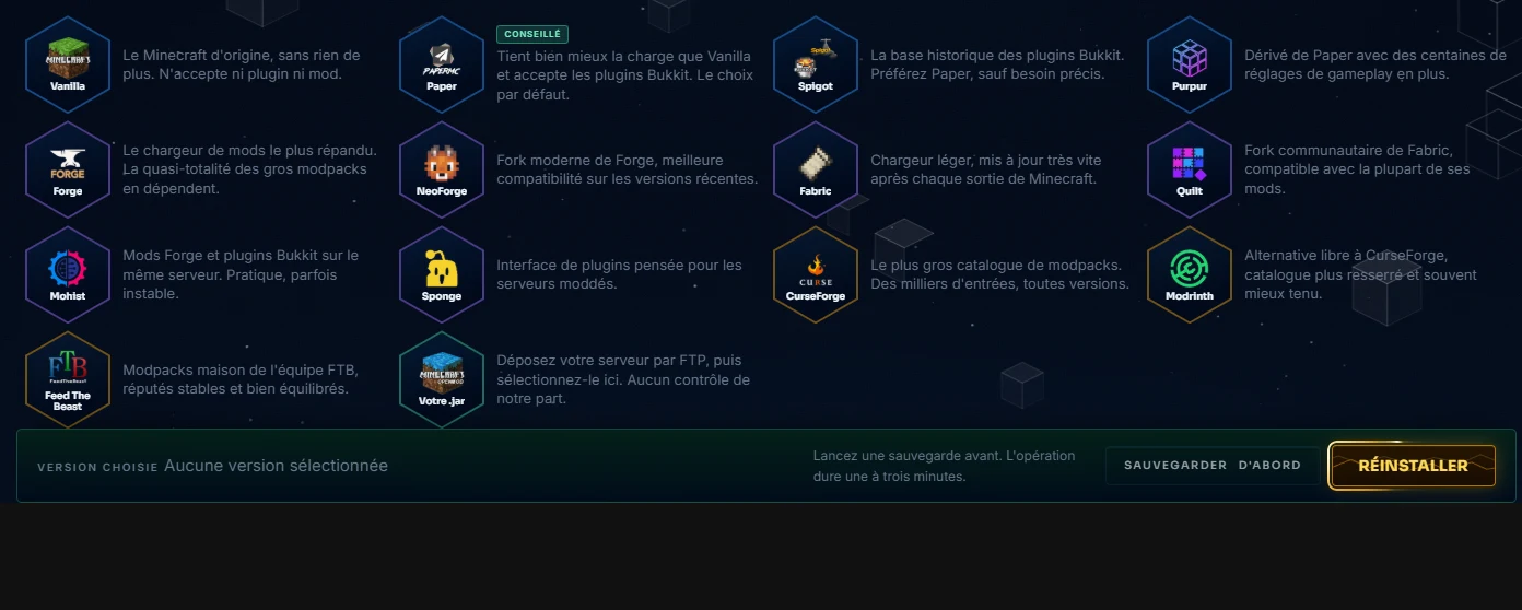 Changer de version ou de moteur, sans perdre son monde